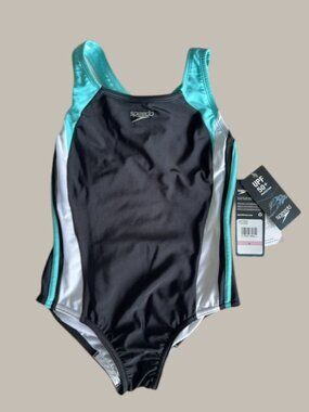 NWT Speedo Girls' Infinity Splice One Piece Swimsuit 10 (Girl)